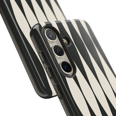 Black Tough Phone Case for Samsung - Ivory Spindle Grid