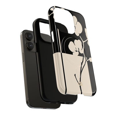 Beige Tough 2.0 Magsafe Phone Case for iPhone - Nocturnal Orchid Frame