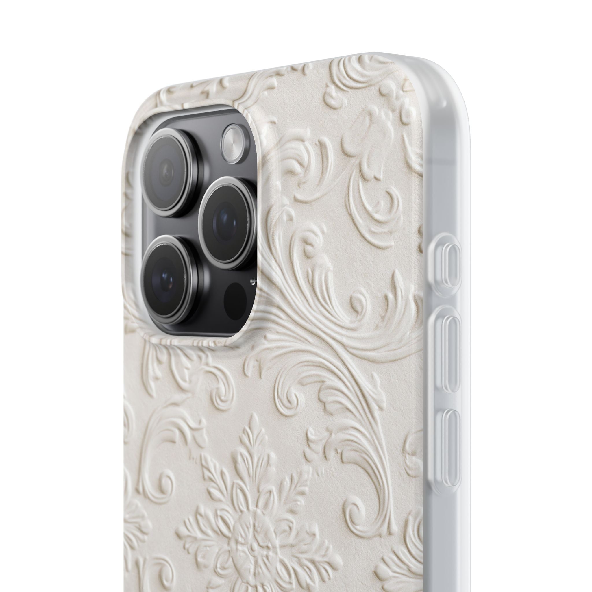 White Lite Phone Case for iPhone - Alabaster Floral Relief