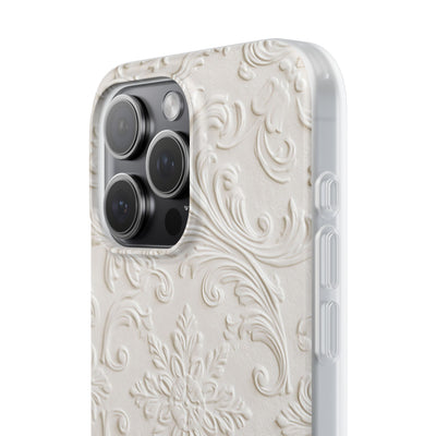 White Lite Phone Case for iPhone - Alabaster Floral Relief