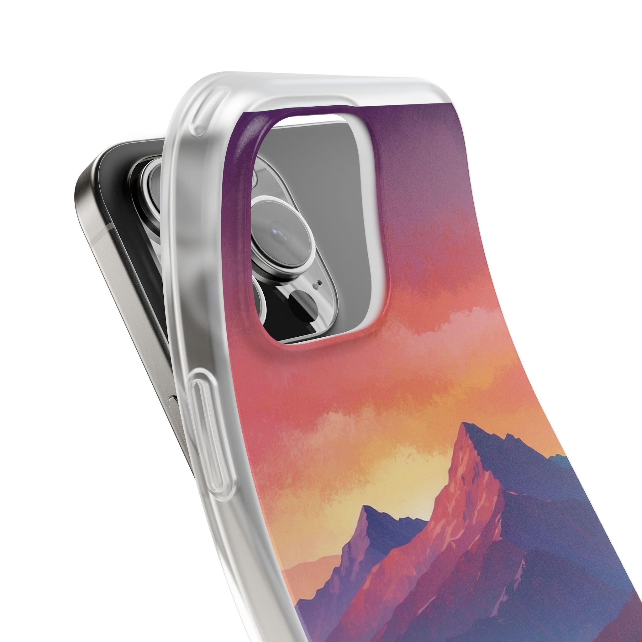 Crimson Mountain Dusk · Soft Custodia per iPhone