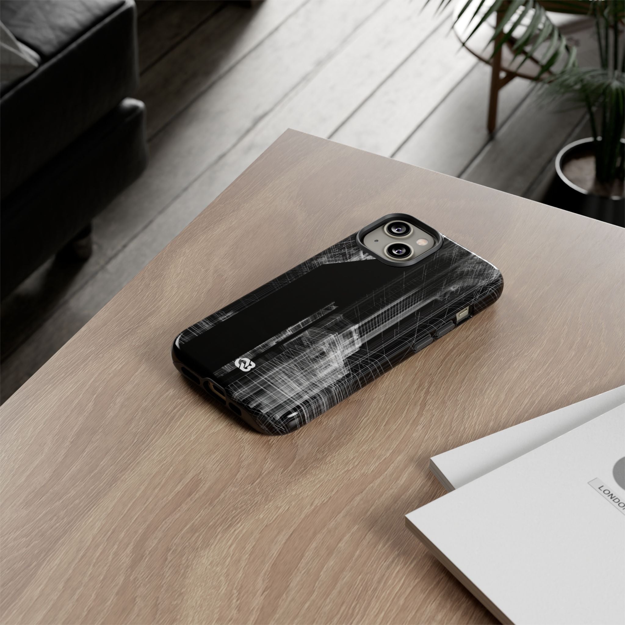 Black Tough Phone Case for iPhone - Ghost Urban Wireframe