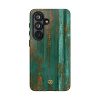 Teal Tough Phone Case for Samsung - Verdigris Copper Siding