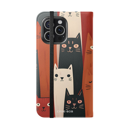 Cat Columns Orange - iPhone 15 Pro Max Case - Wallet