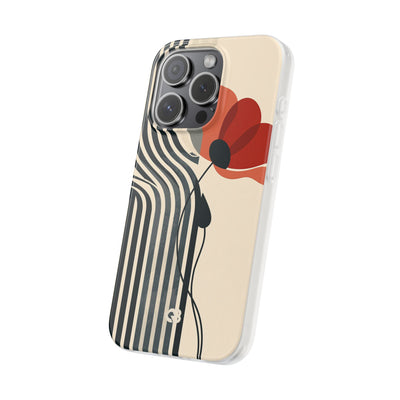 Beige Lite Phone Case for iPhone - Crimson Line Bloom