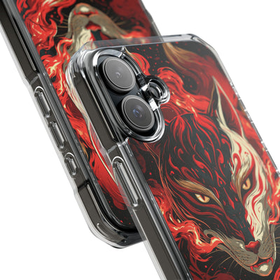 Crimson Kitsune Spirit · Clear Impact Magnetic Phone Case for iPhone · Red