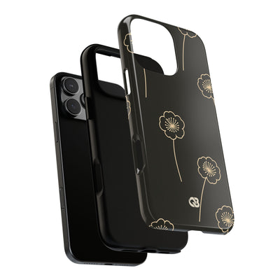 Black Tough Phone Case for iPhone - Obsidian Sand Petals