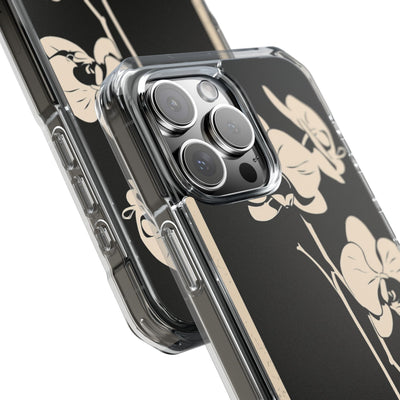 Black Impact MagSafe Phone Case for iPhone - Obsidian Bone Orchid