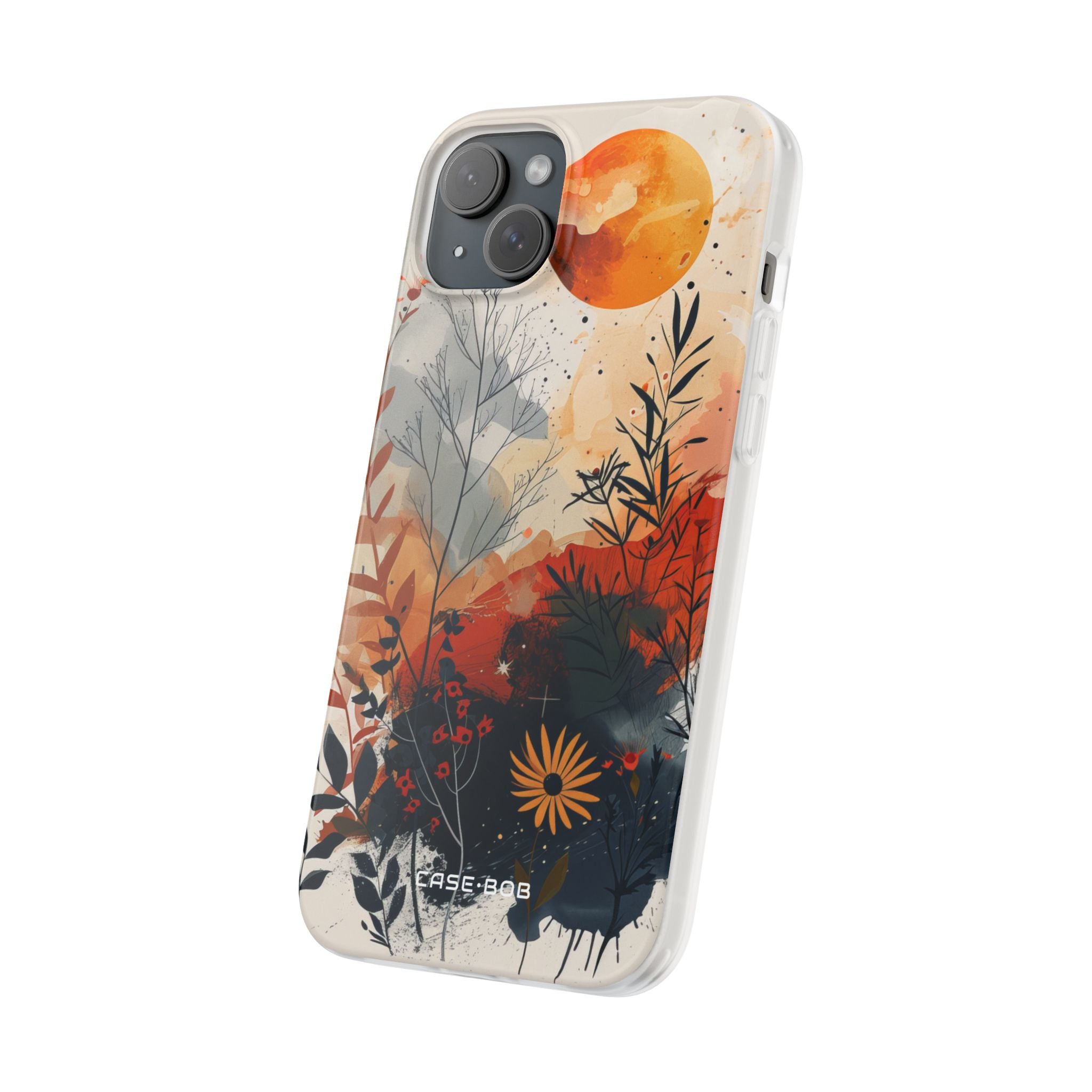 Orange Solstice iPhone 15 Plus Cover - Blød