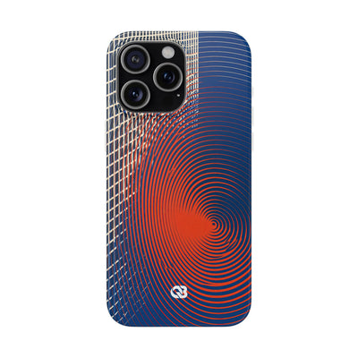 Blue Lite Phone Case for iPhone - Orange Orbit Grid