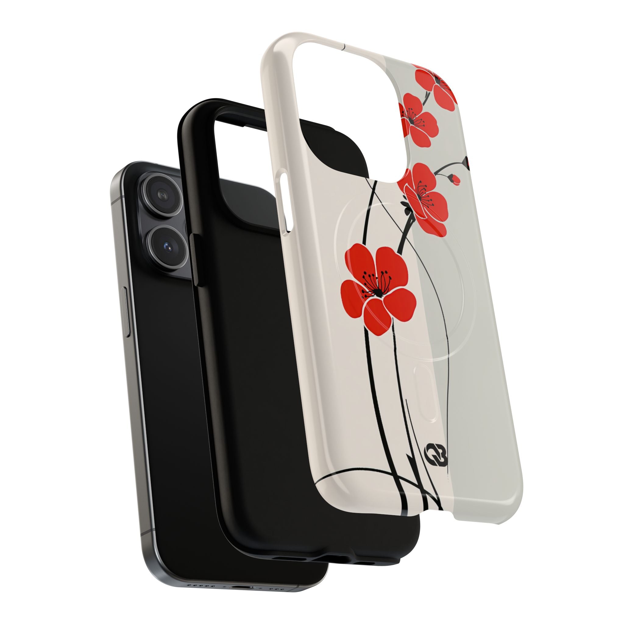 Red Tough 2.0 Magsafe Phone Case for iPhone - Crimson Plum Ink