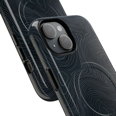Black Tough 2.0 Magsafe Phone Case for iPhone - Obsidian Ridge Topo