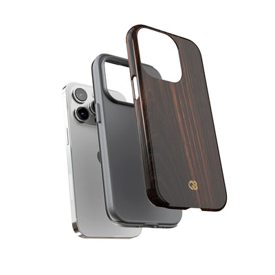 Brown Tough Phone Case for iPhone - Burnished Mahogany Grain