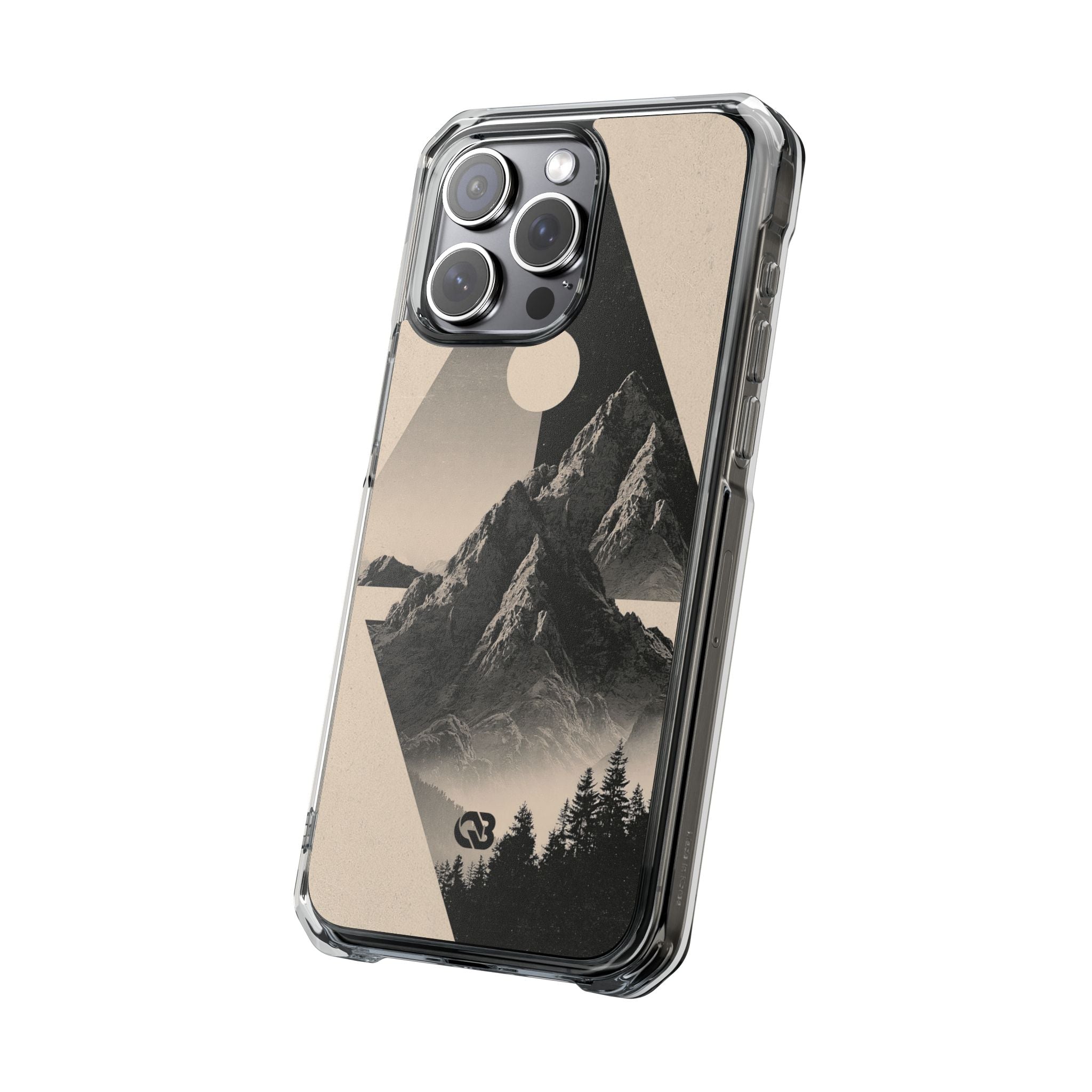 Beige Impact MagSafe Phone Case for iPhone - Obsidian Summit Parchment