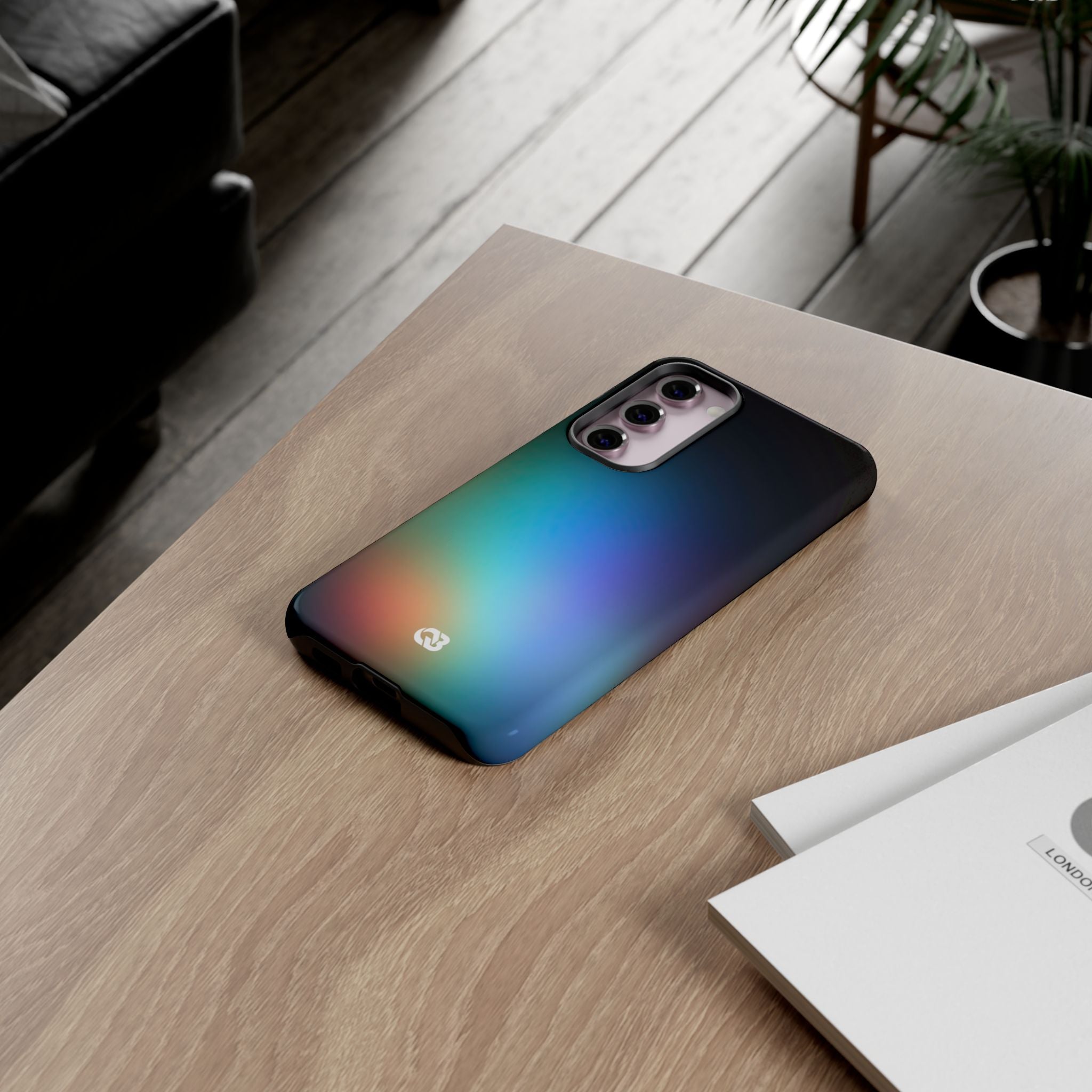 Black Tough Phone Case for Samsung - Electric Prism Grain