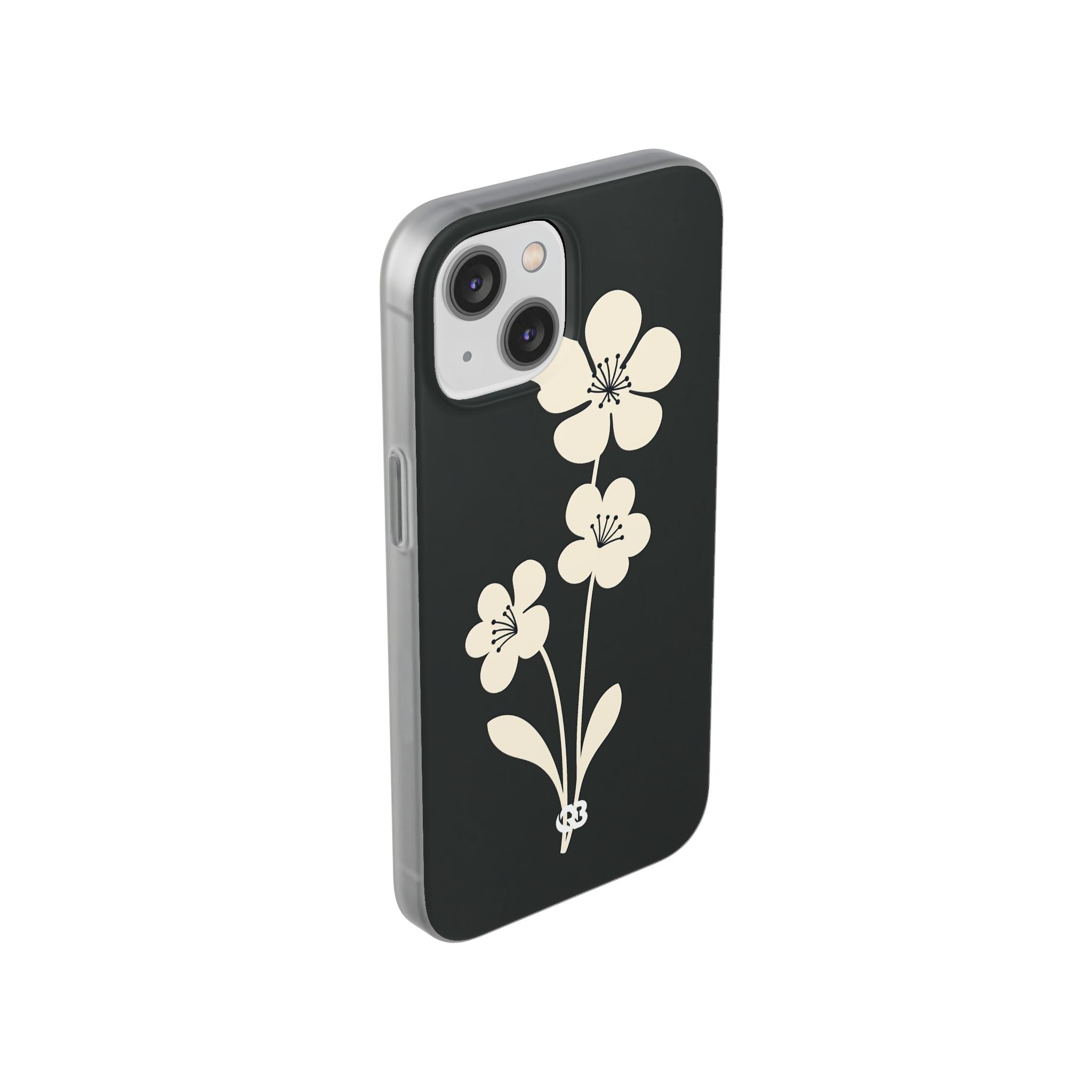 Black Lite Phone Case for iPhone - Obsidian Cream Bloom