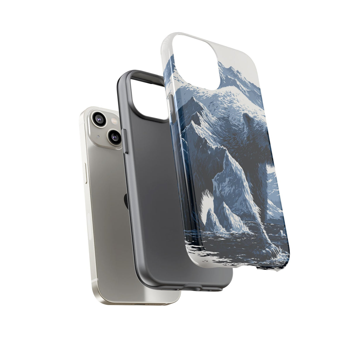 Fjord Summit Bear · Tough Phone Case for iPhone · Blue