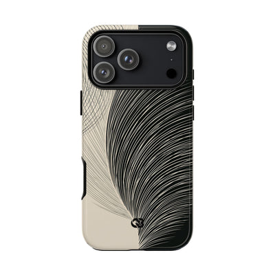 Beige Tough Phone Case for iPhone - Obsidian Cream Plume
