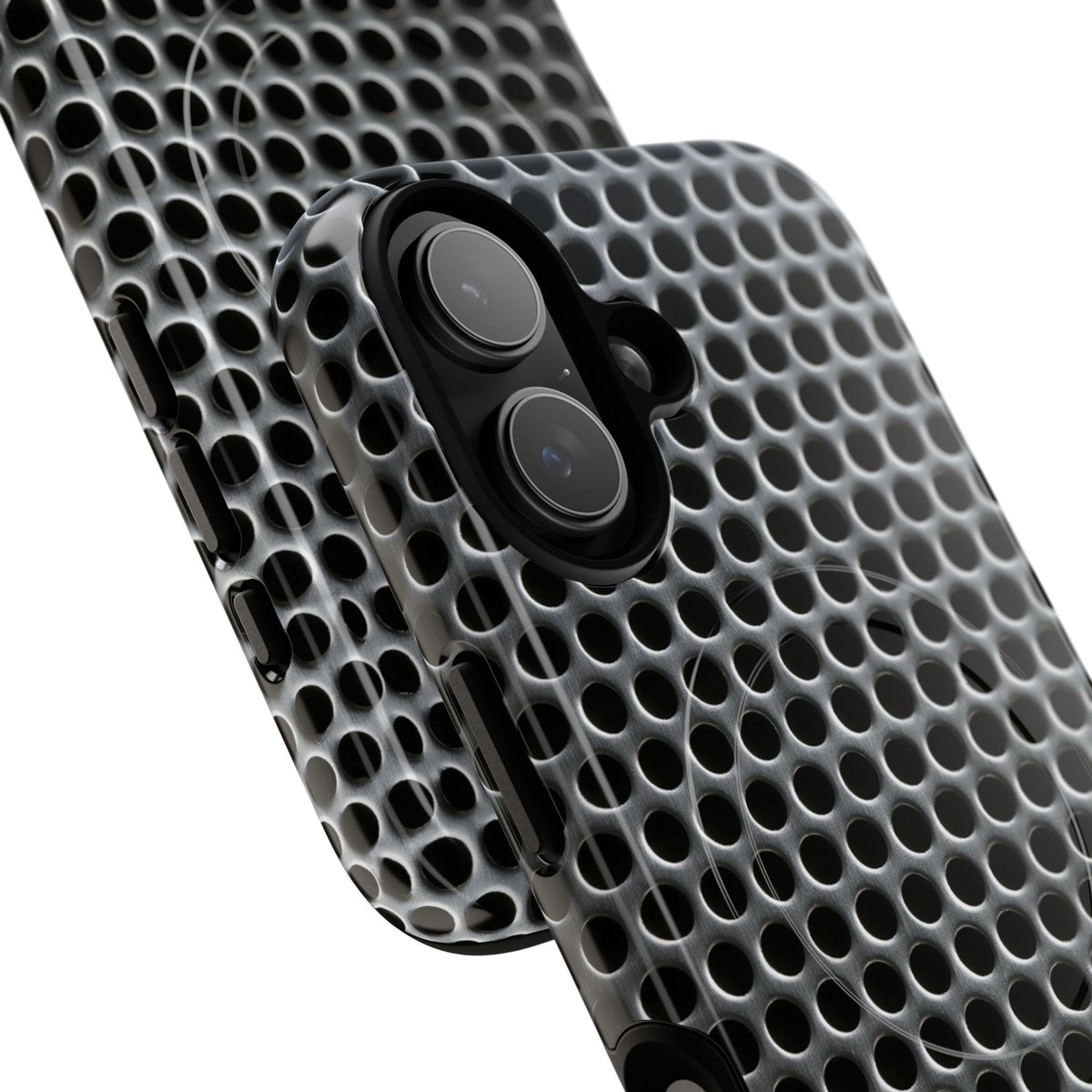 Brushed Perforated Steel · Tough 2.0 Magnetic Phone Case for iPhone · Silver