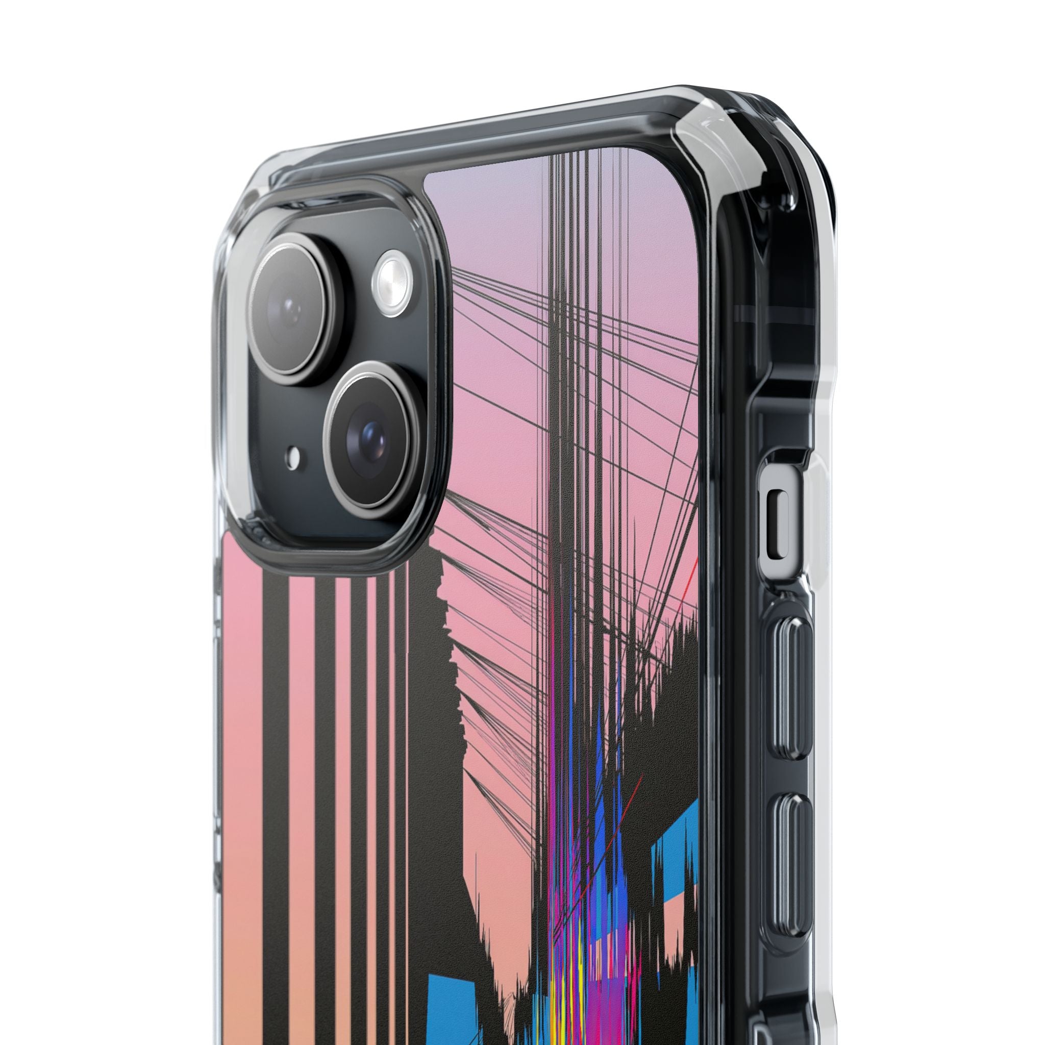 Blue Impact MagSafe Phone Case for iPhone - Fractured Data Skyline