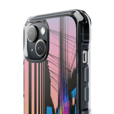 Blue Impact MagSafe Phone Case for iPhone - Fractured Data Skyline