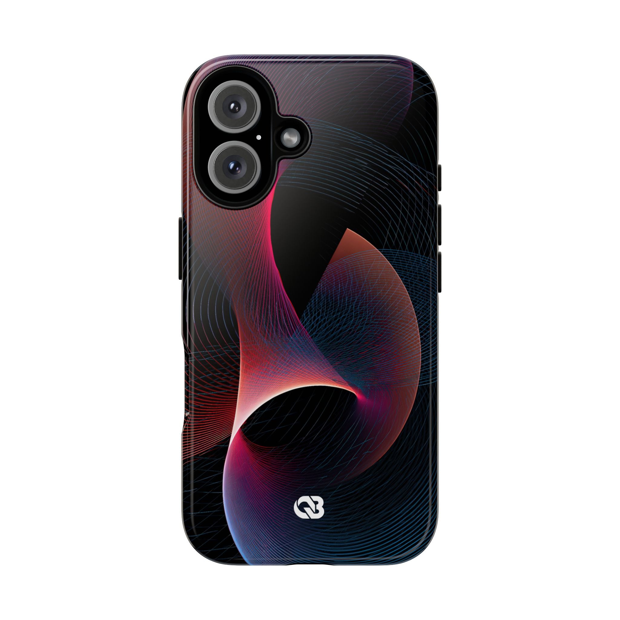 Black Tough Phone Case for iPhone - Cobalt Crimson Flux