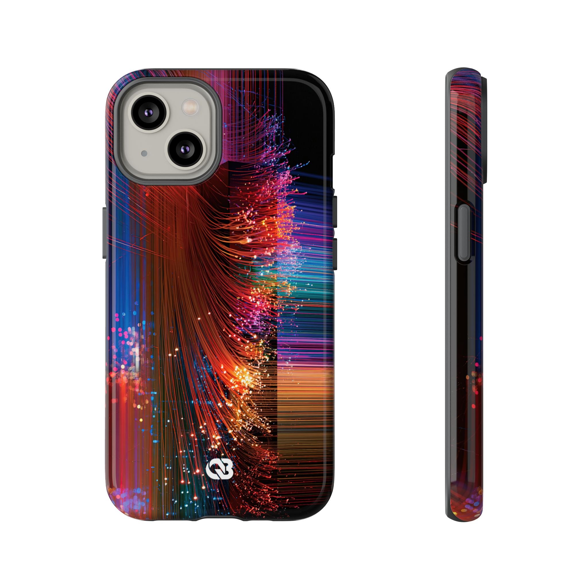 Black Tough Phone Case for iPhone - Cyber Optic Streak