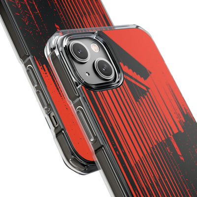 Red Impact MagSafe Phone Case for iPhone - Crimson Brutalist Distortion