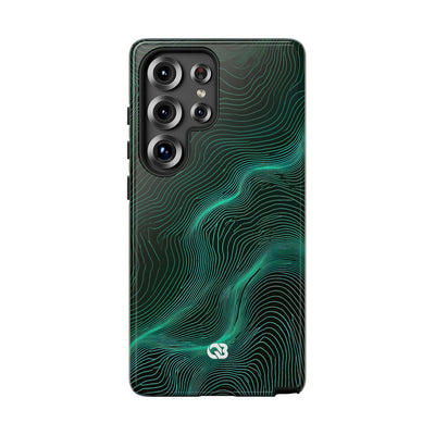 Teal Tough Phone Case for Samsung - Neon Jade Contour