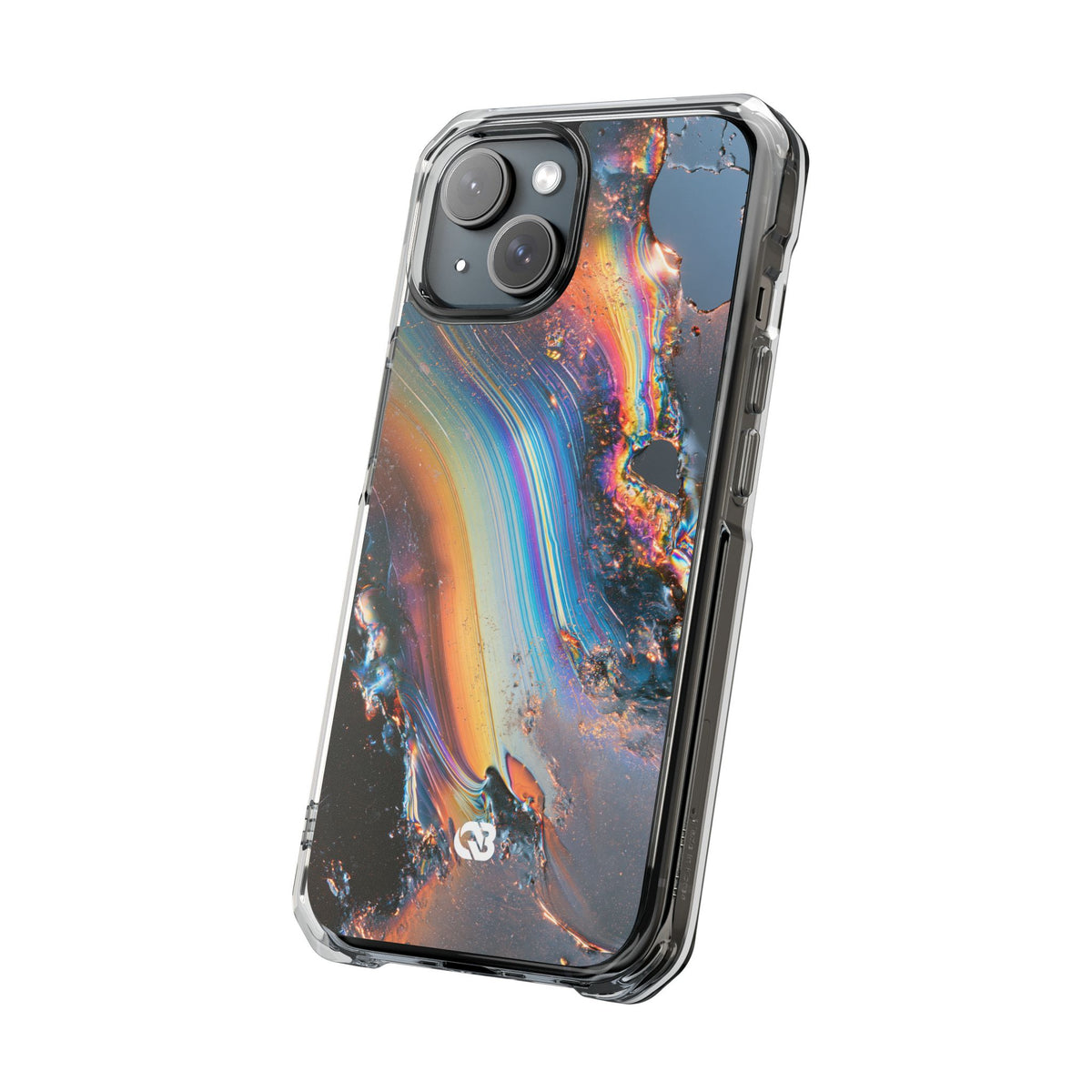 Prismatic Aura Flow · Clear Impact Magnetic Phone Case for iPhone · Blue