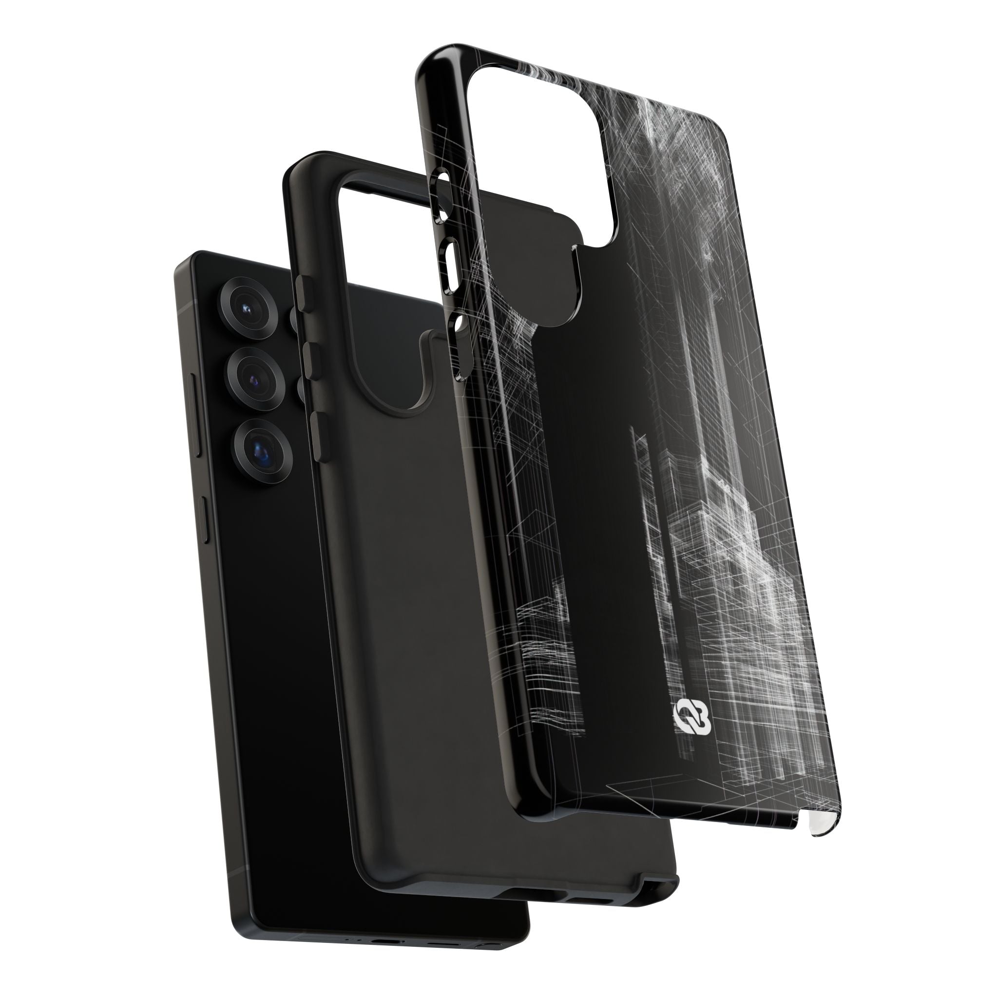 Black Tough Phone Case for Samsung - Ghost Urban Wireframe
