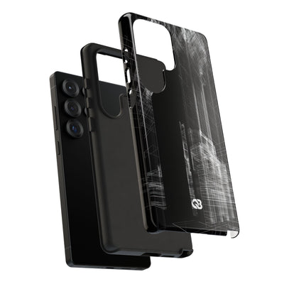 Black Tough Phone Case for Samsung - Ghost Urban Wireframe