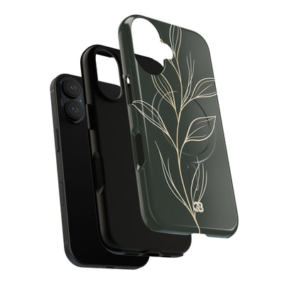 Minimal Botanical Stem · Tough 2.0 Magnetic Phone Case for iPhone · Green