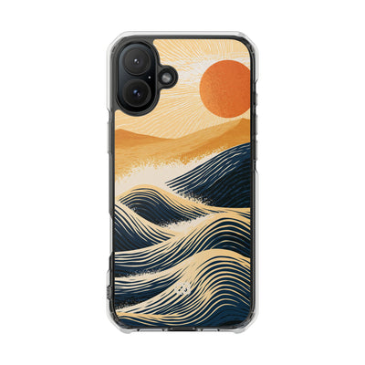 Golden Horizon Waves · Clear Impact Magnetic Phone Case for iPhone ·  Blue