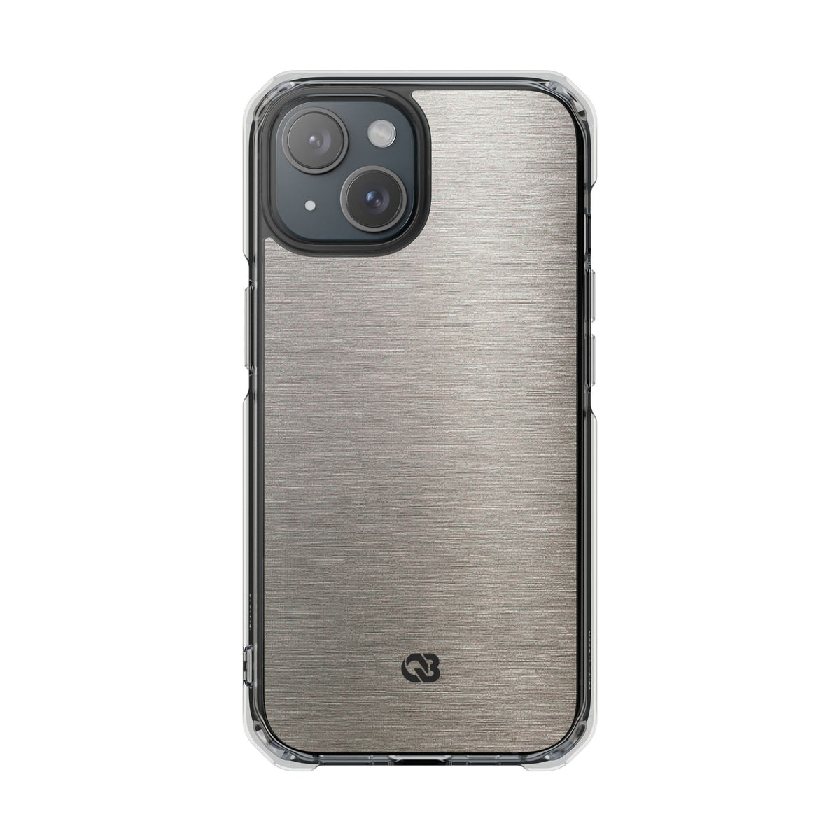Brushed Silver Alloy · Clear Impact Magnetic Phone Case for iPhone ·  Silver