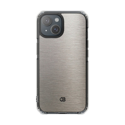 Brushed Silver Alloy · Clear Impact Magnetic Phone Case for iPhone ·  Silver