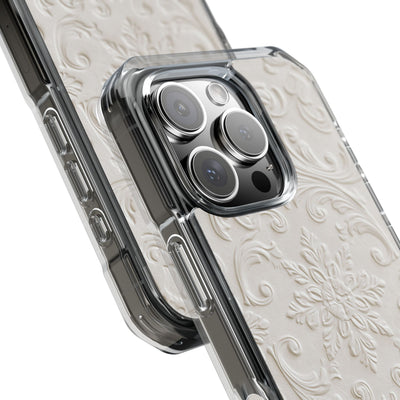 White Impact MagSafe Phone Case for iPhone - Alabaster Floral Relief