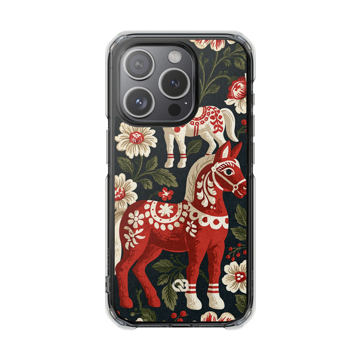 Nordic Dala Meadow · Clear Impact Magnetic Phone Case for iPhone · Red