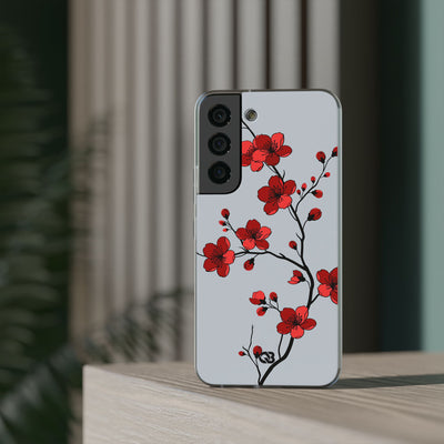 Grey Lite Phone Case for Samsung - Crimson Blossom Onyx
