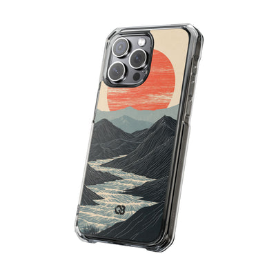 Beige Impact MagSafe Phone Case for iPhone - Crimson Ridge Flow