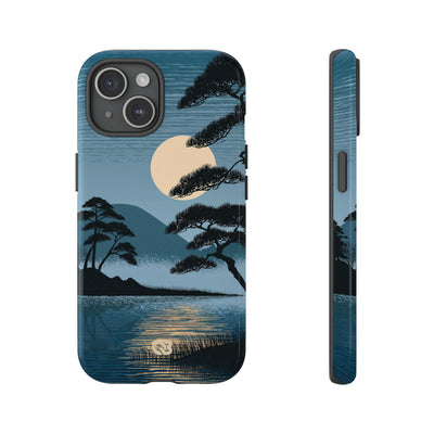 Blue Tough Phone Case for iPhone - Midnight Kyoto Pine
