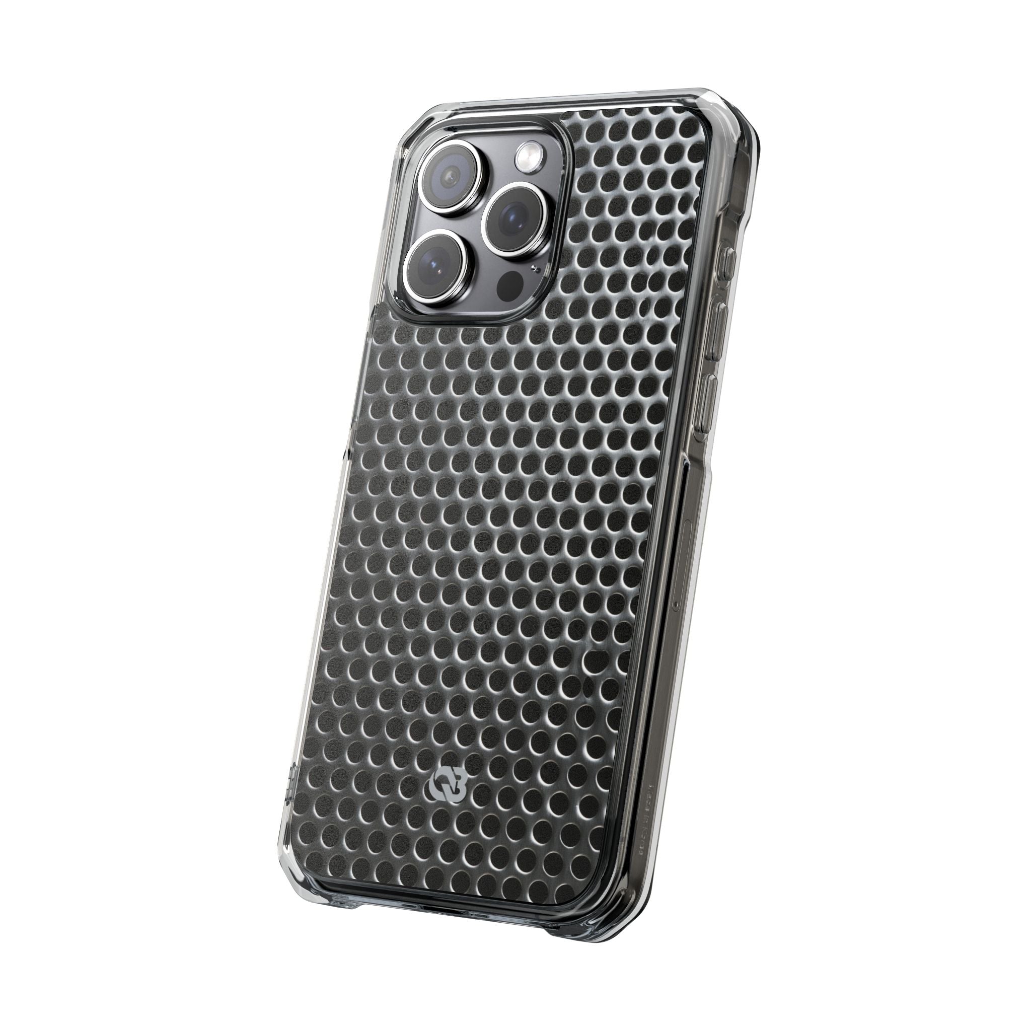 Silver Impact MagSafe Phone Case for iPhone - Brutalist Steel Mesh
