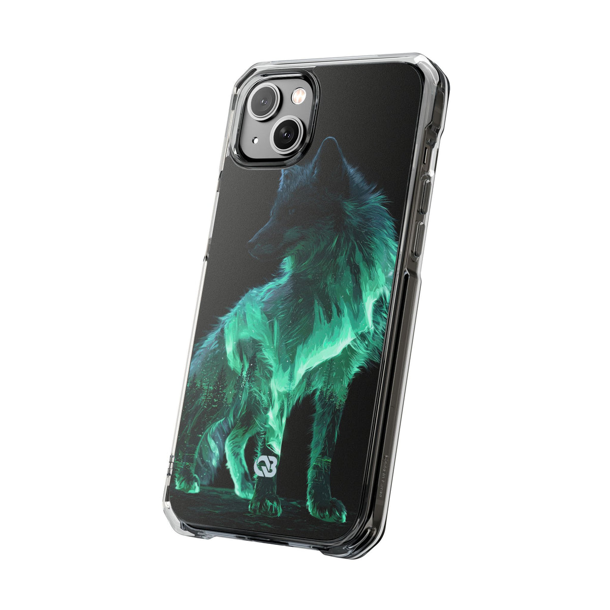 Nordic Aurora Fox · Clear Impact Magnetic Phone Case for iPhone · Teal
