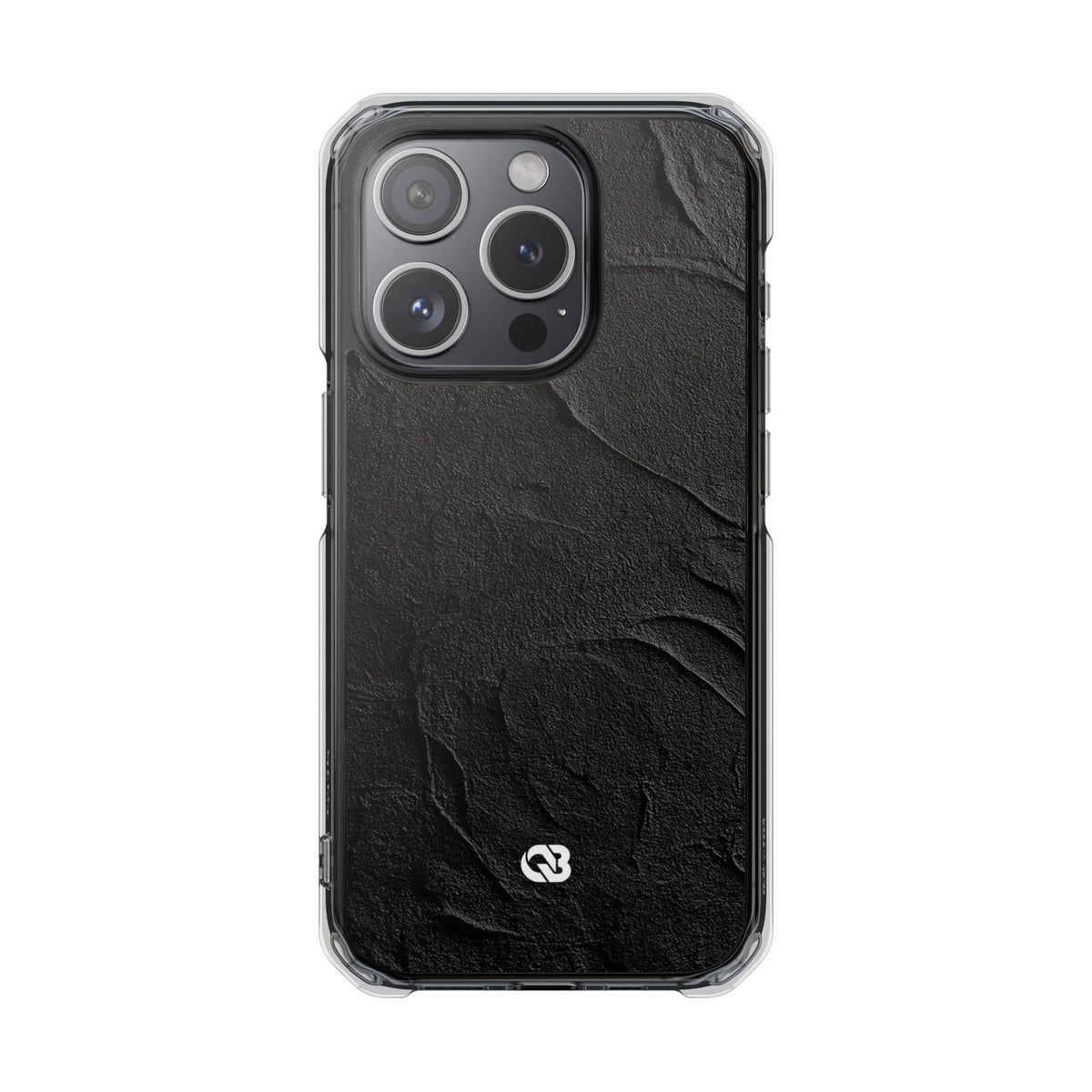 Obsidian Stucco Relief · Clear Impact Magnetic Phone Case for iPhone ·  Black