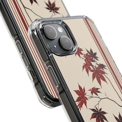 Red Impact MagSafe Phone Case for iPhone - Crimson Momiji Stripe