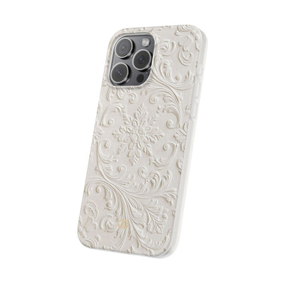 White Lite Phone Case for iPhone - Alabaster Floral Relief