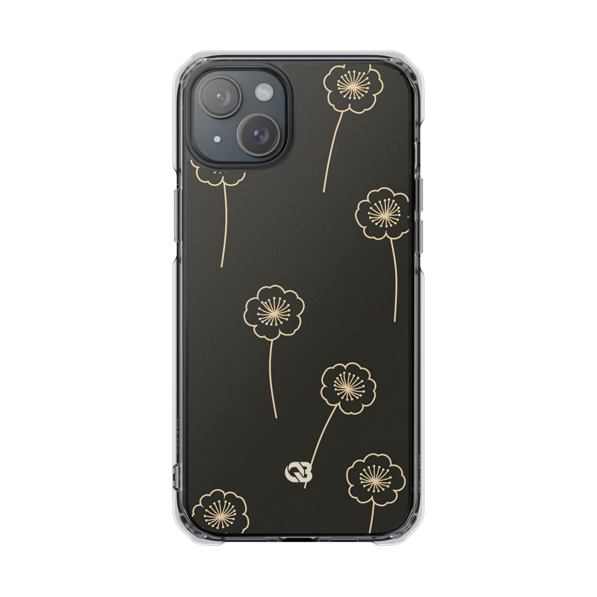 Black Impact MagSafe Phone Case for iPhone - Obsidian Sand Petals