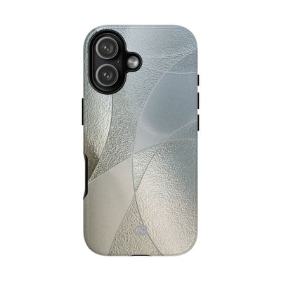 Silver Tough Phone Case for iPhone - Frosted Silver Mosaic