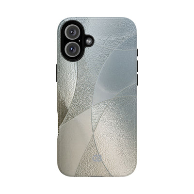 Silver Tough Phone Case for iPhone - Frosted Silver Mosaic