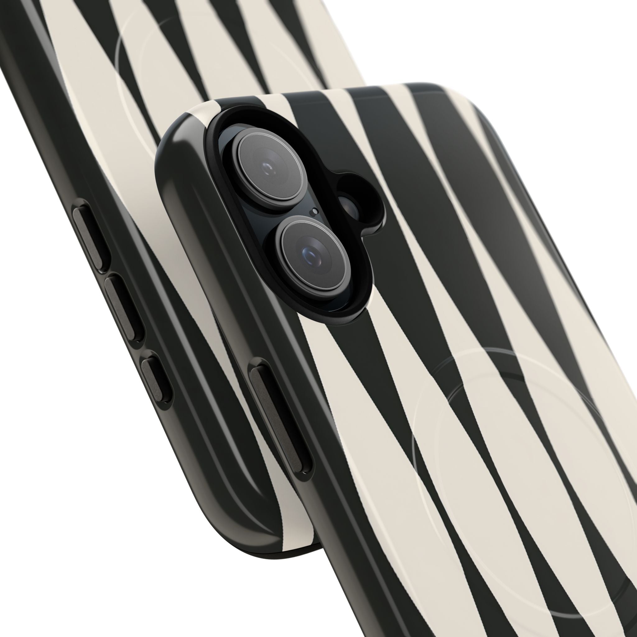 Black Tough 2.0 Magsafe Phone Case for iPhone - Ivory Spindle Grid